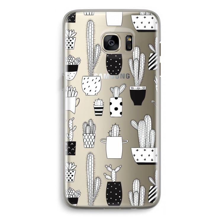 Cactusmotief: Samsung Galaxy S7 Edge Transparant Hoesje