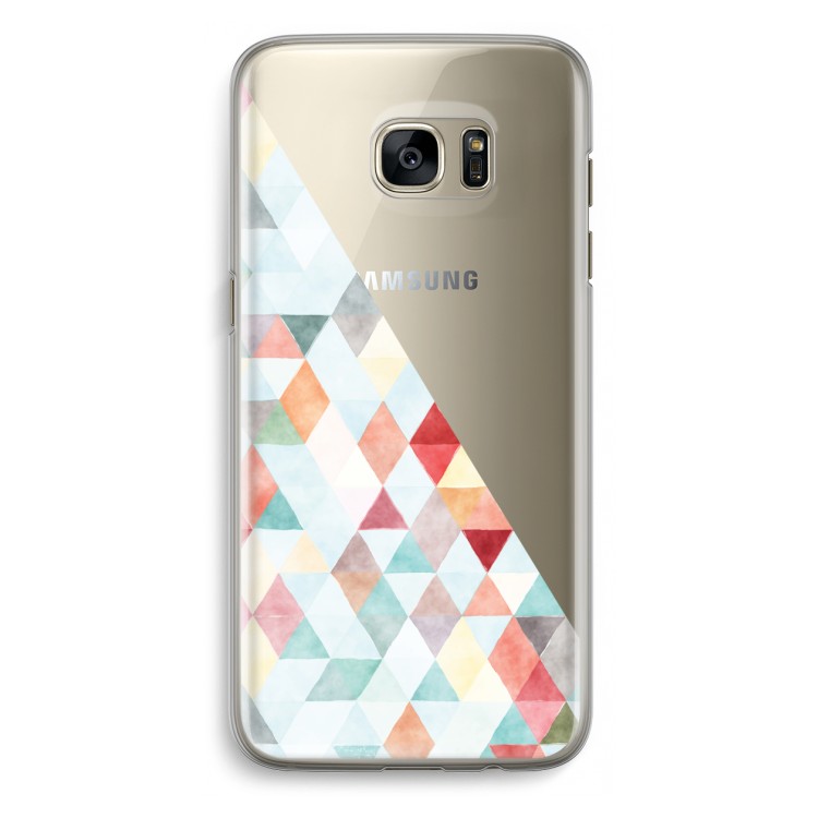 Gekleurde driehoekjes pastel: Samsung Galaxy S7 Edge Transparant Hoesje