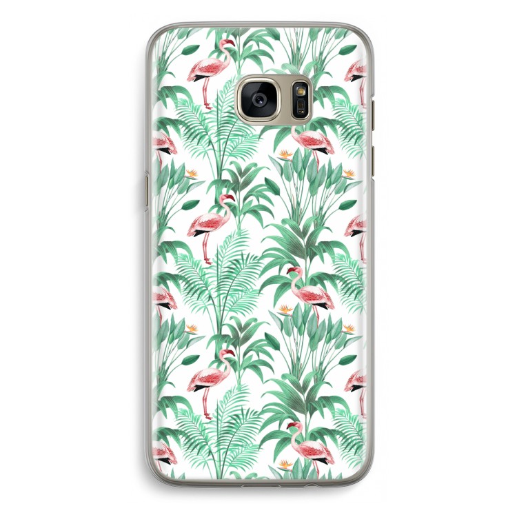 Flamingo bladeren: Samsung Galaxy S7 Edge Transparant Hoesje