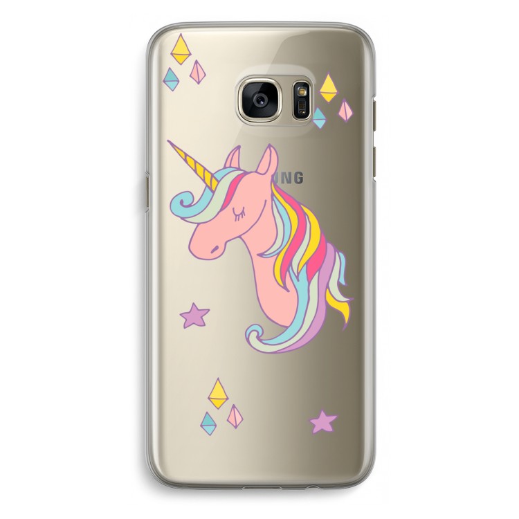 Roze eenhoorn: Samsung Galaxy S7 Edge Transparant Hoesje