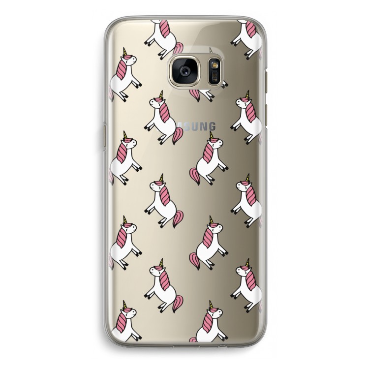 Eenhoorns overal: Samsung Galaxy S7 Edge Transparant Hoesje