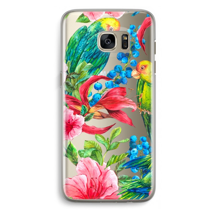 Papegaaien: Samsung Galaxy S7 Edge Transparant Hoesje