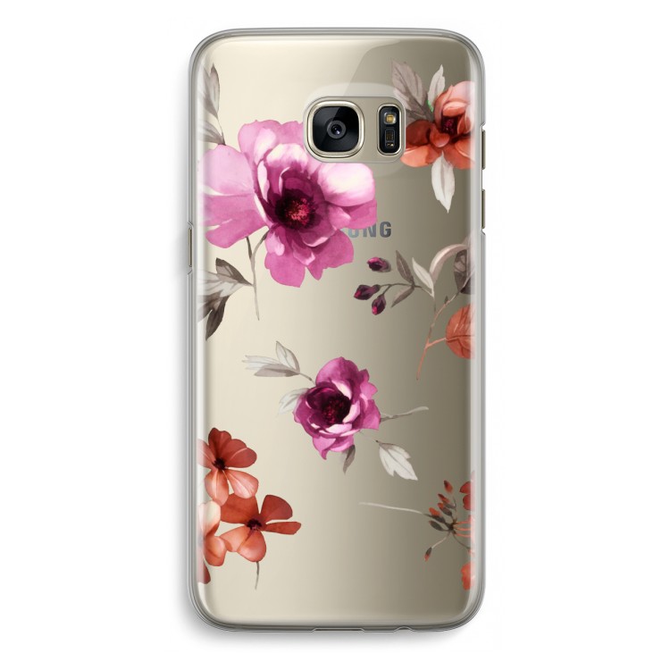 Geschilderde bloemen: Samsung Galaxy S7 Edge Transparant Hoesje