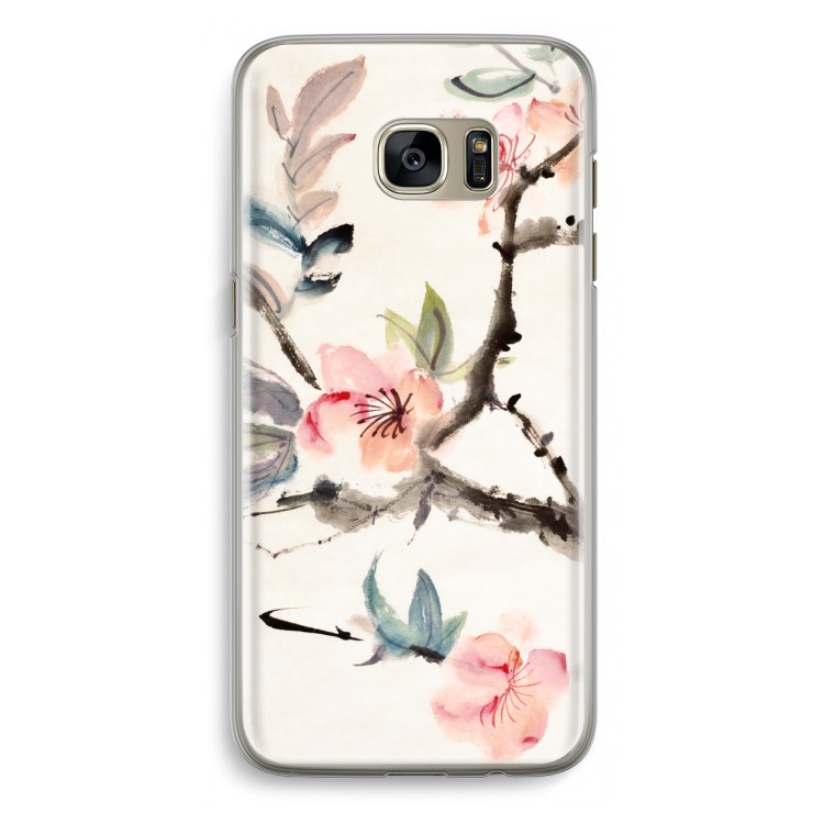 Japanse bloemen: Samsung Galaxy S7 Edge Transparant Hoesje