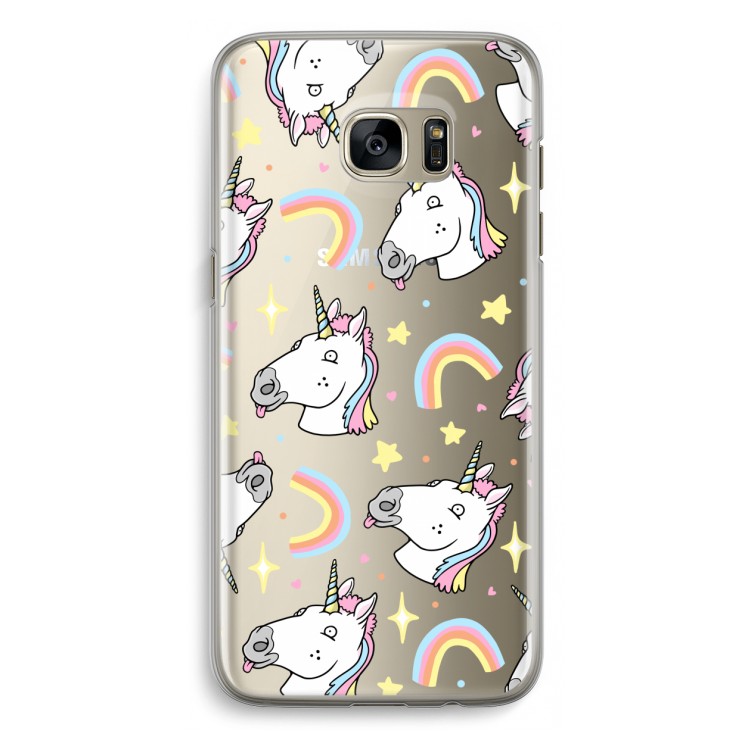 Rainbow Unicorn: Samsung Galaxy S7 Edge Transparant Hoesje