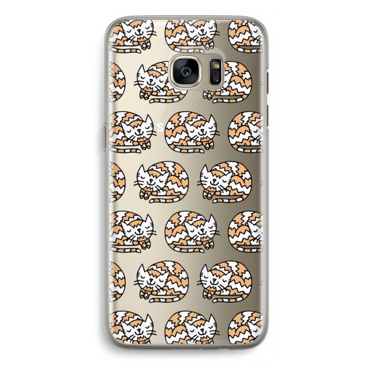 Slapende poes: Samsung Galaxy S7 Edge Transparant Hoesje