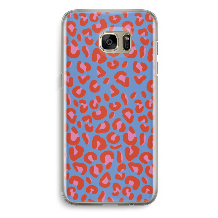 Leopard blue: Samsung Galaxy S7 Edge Transparant Hoesje