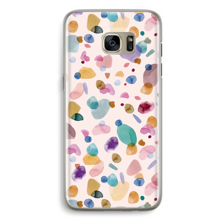 Terrazzo Memphis Pink: Samsung Galaxy S7 Edge Transparant Hoesje