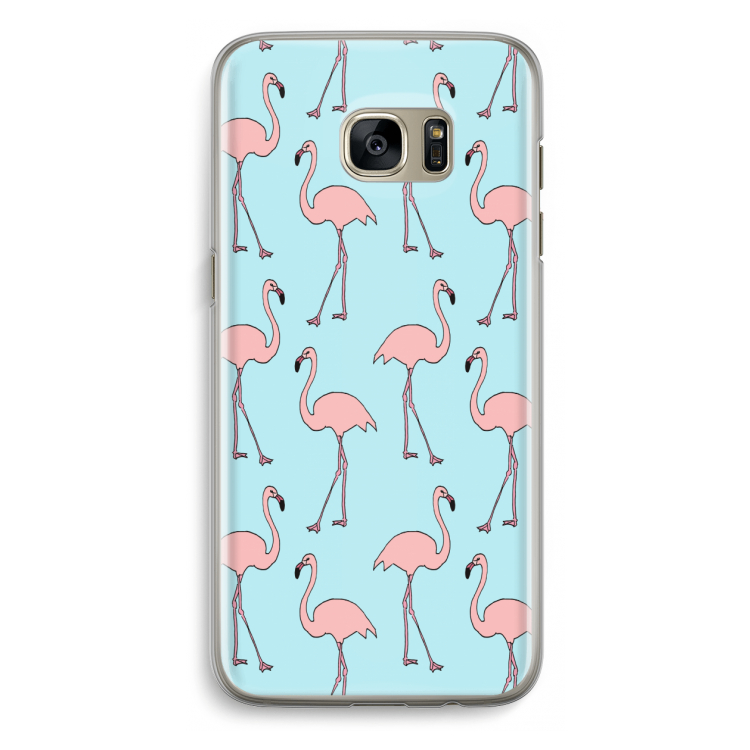 Anything Flamingoes: Samsung Galaxy S7 Edge Transparant Hoesje