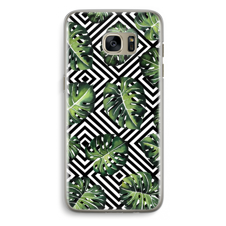 Geometrische jungle: Samsung Galaxy S7 Edge Transparant Hoesje