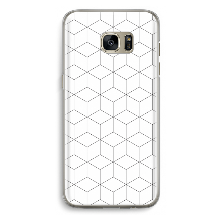 Zwart-witte kubussen: Samsung Galaxy S7 Edge Transparant Hoesje