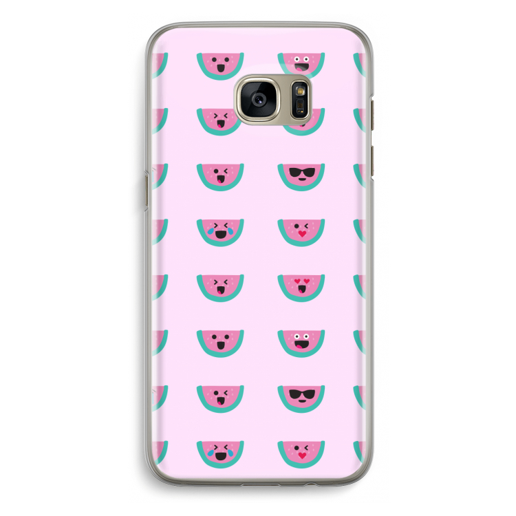 Smiley watermeloenprint: Samsung Galaxy S7 Edge Transparant Hoesje