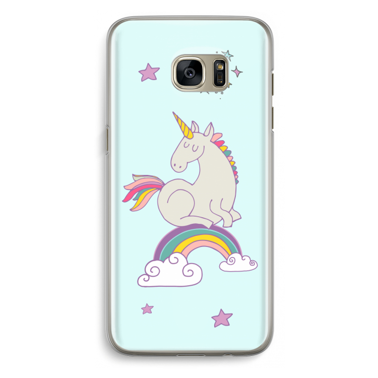 Regenboog eenhoorn: Samsung Galaxy S7 Edge Transparant Hoesje