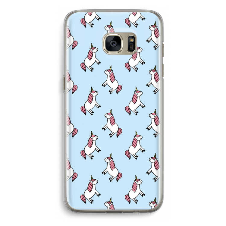 Eenhoorns overal: Samsung Galaxy S7 Edge Transparant Hoesje