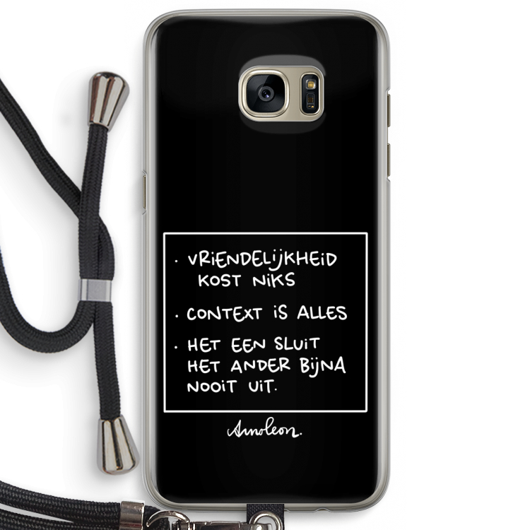 Mijn Motto's: Samsung Galaxy S7 Edge Transparant Hoesje met koord