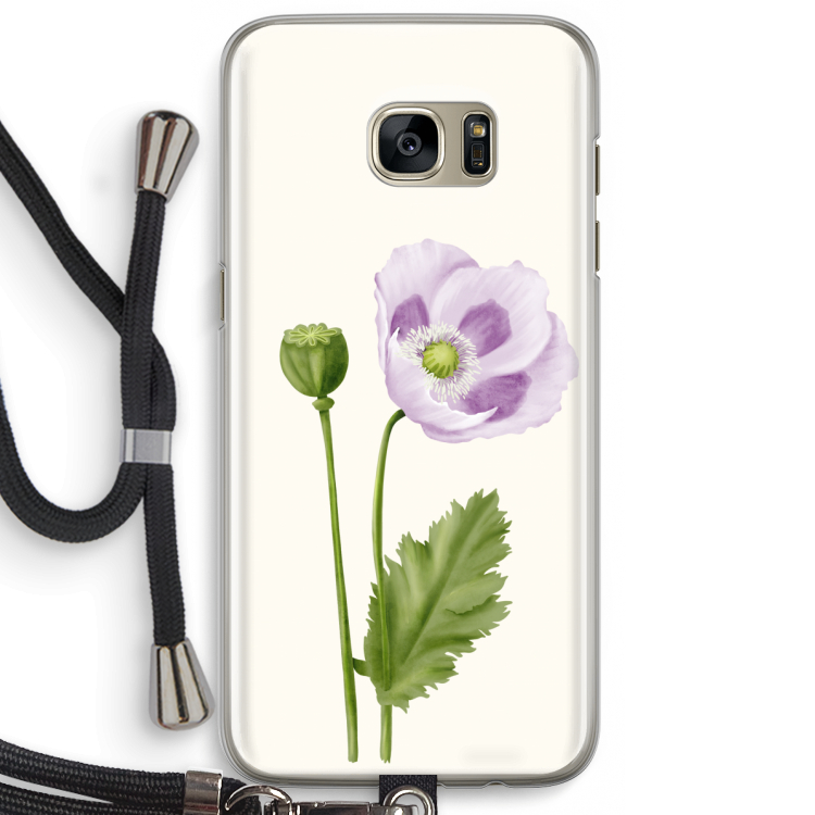 Purple poppy: Samsung Galaxy S7 Edge Transparant Hoesje met koord