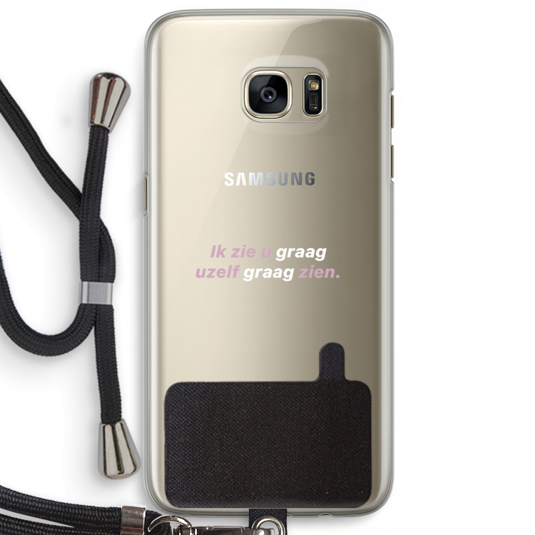uzelf graag zien: Samsung Galaxy S7 Edge Transparant Hoesje met koord