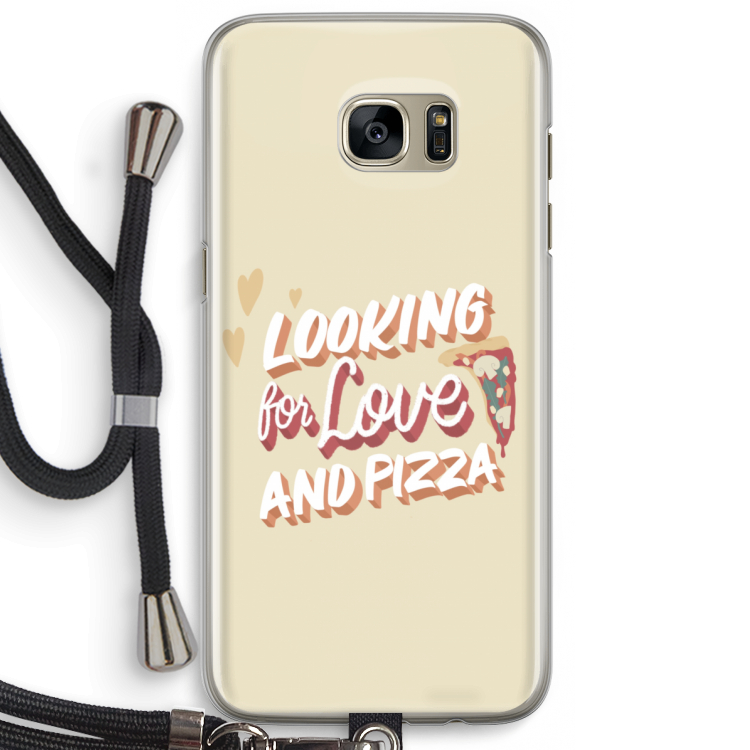 Pizza is the answer: Samsung Galaxy S7 Edge Transparant Hoesje met koord