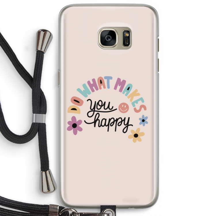 Happy days: Samsung Galaxy S7 Edge Transparant Hoesje met koord