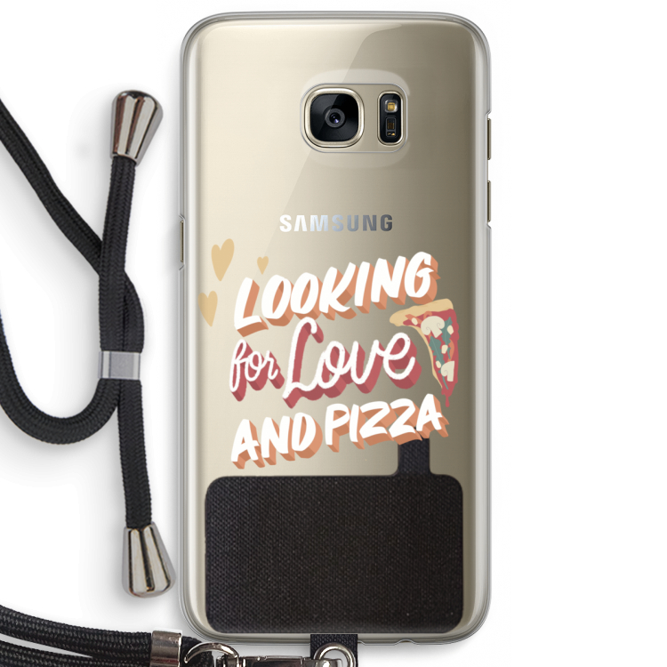 Pizza is the answer: Samsung Galaxy S7 Edge Transparant Hoesje met koord