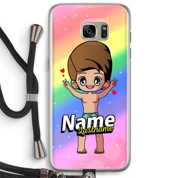 Chibi Maker man: Samsung Galaxy S7 Edge Transparant Hoesje met koord