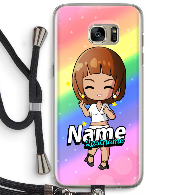 Chibi Maker vrouw: Samsung Galaxy S7 Edge Transparant Hoesje met koord