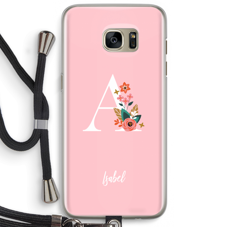 Pink Bouquet: Samsung Galaxy S7 Edge Transparant Hoesje met koord