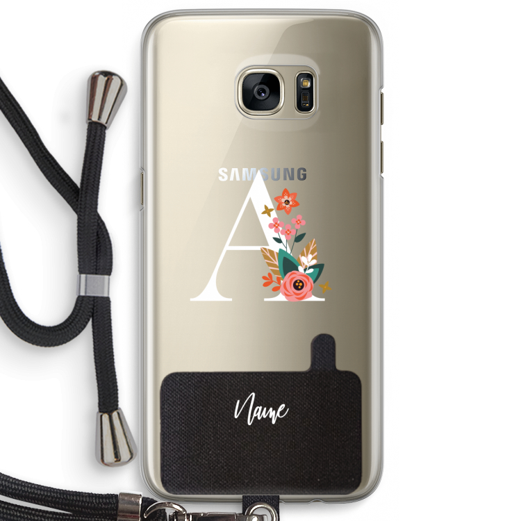 Pink Bouquet: Samsung Galaxy S7 Edge Transparant Hoesje met koord