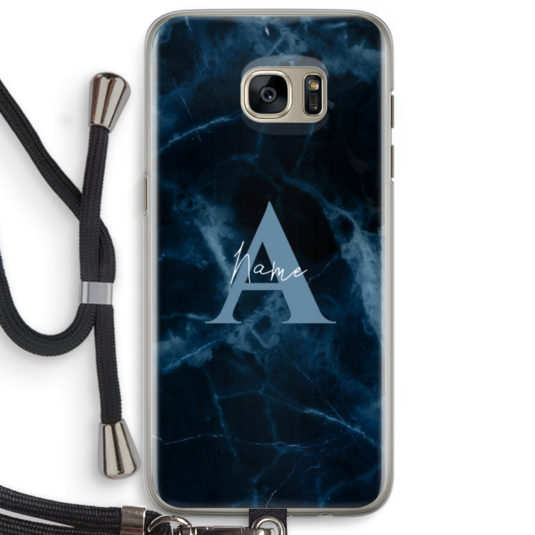 Midnight Marble: Samsung Galaxy S7 Edge Transparant Hoesje met koord