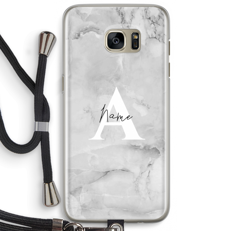 Ivory Marble: Samsung Galaxy S7 Edge Transparant Hoesje met koord