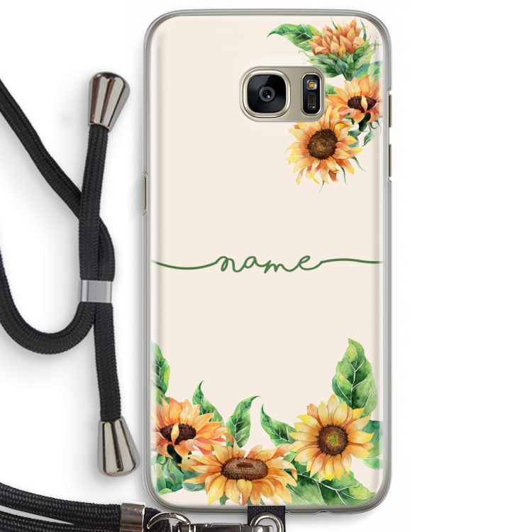 Zonnebloemen: Samsung Galaxy S7 Edge Transparant Hoesje met koord