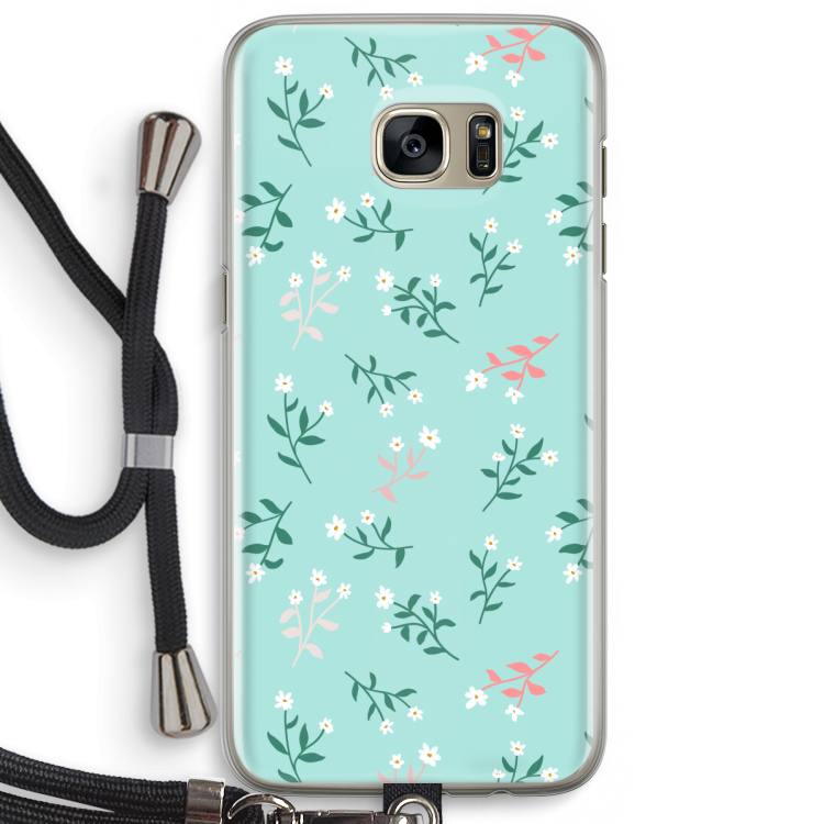 Small white flowers: Samsung Galaxy S7 Edge Transparant Hoesje met koord