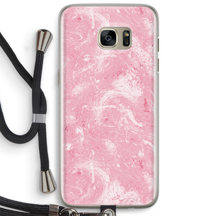 Abstract Painting Pink: Samsung Galaxy S7 Edge Transparant Hoesje met koord
