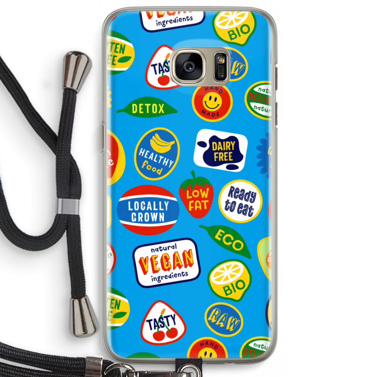 Fruitsticker: Samsung Galaxy S7 Edge Transparant Hoesje met koord