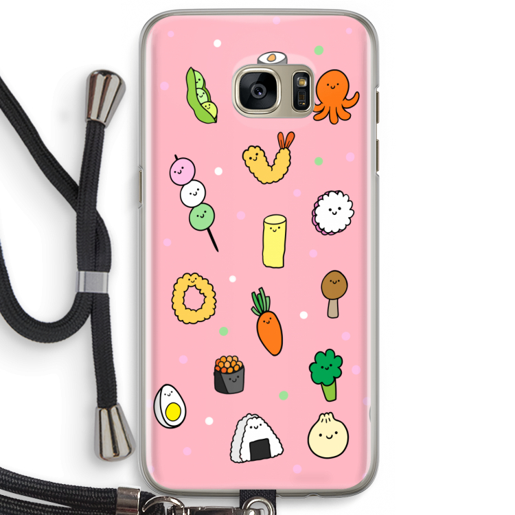 Happy bento friends: Samsung Galaxy S7 Edge Transparant Hoesje met koord