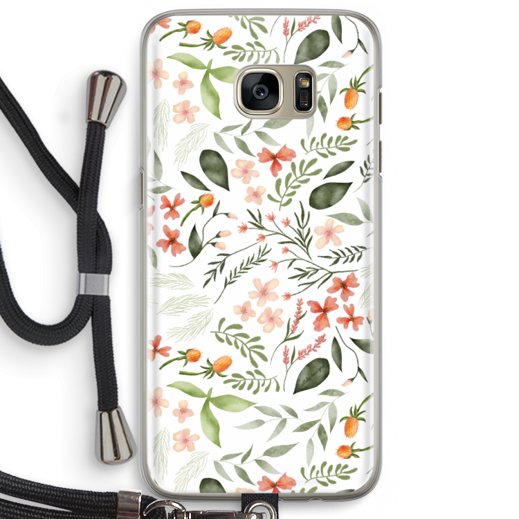 Sweet little flowers: Samsung Galaxy S7 Edge Transparant Hoesje met koord