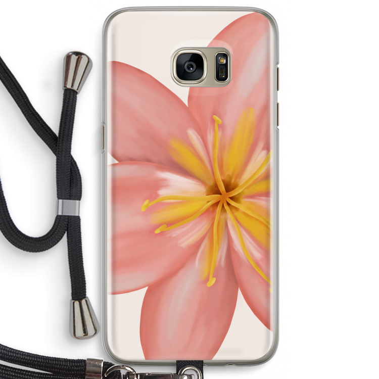 Pink Ellila Flower: Samsung Galaxy S7 Edge Transparant Hoesje met koord