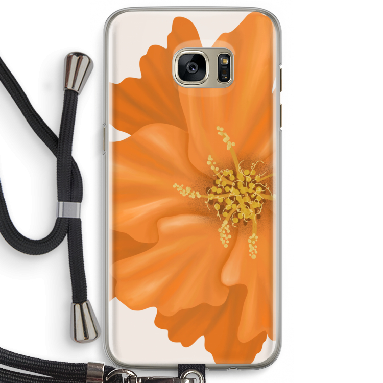 Orange Ellila flower: Samsung Galaxy S7 Edge Transparant Hoesje met koord