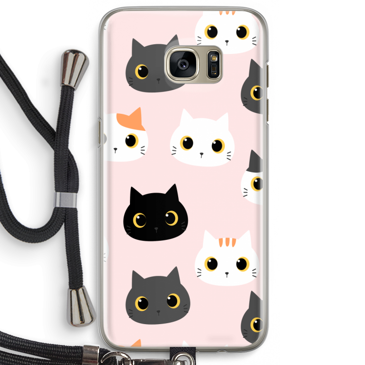 Katten: Samsung Galaxy S7 Edge Transparant Hoesje met koord