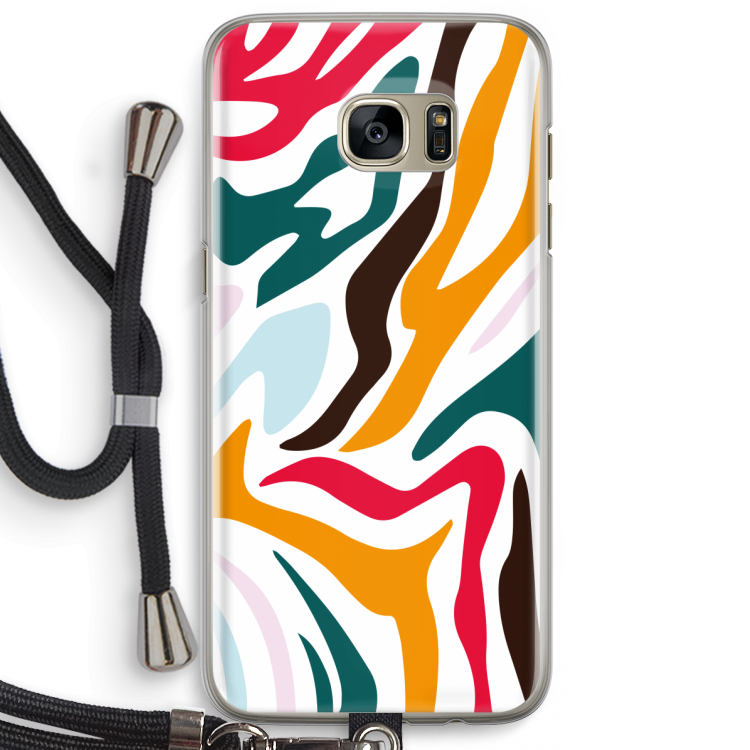 Colored Zebra: Samsung Galaxy S7 Edge Transparant Hoesje met koord