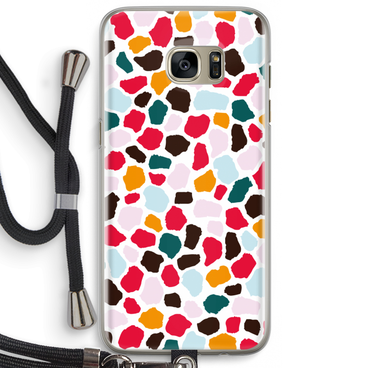 Colored Giraffe: Samsung Galaxy S7 Edge Transparant Hoesje met koord