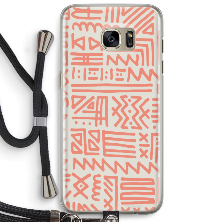 Marrakech Pink: Samsung Galaxy S7 Edge Transparant Hoesje met koord