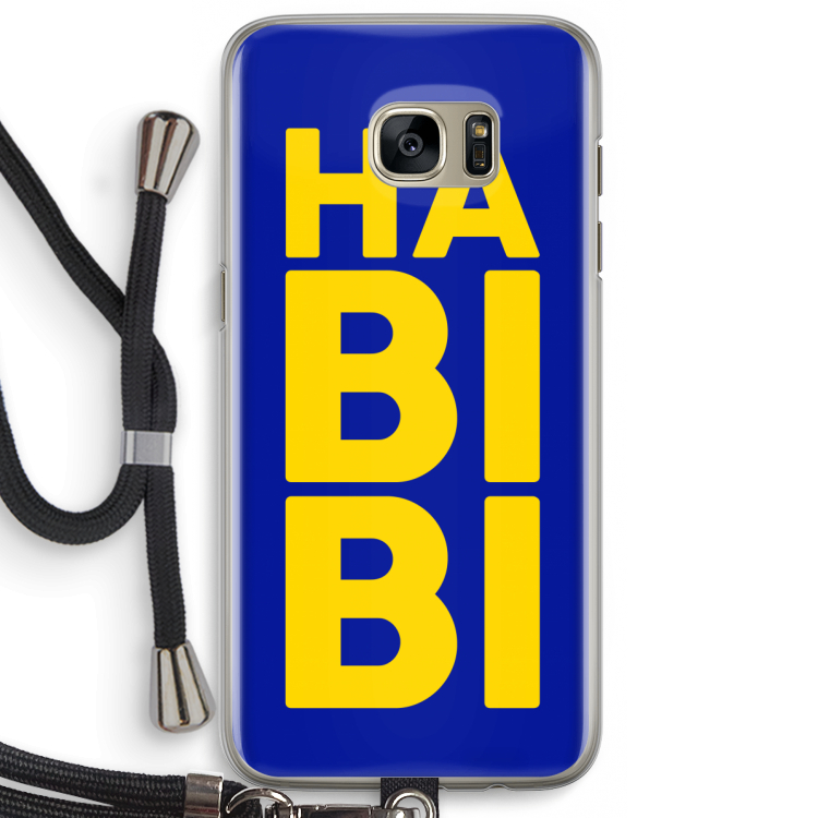 Habibi Blue: Samsung Galaxy S7 Edge Transparant Hoesje met koord