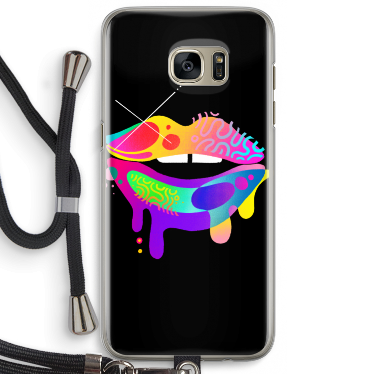 Lip Palette: Samsung Galaxy S7 Edge Transparant Hoesje met koord
