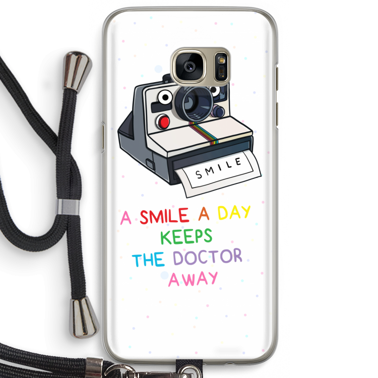 Smile: Samsung Galaxy S7 Edge Transparant Hoesje met koord