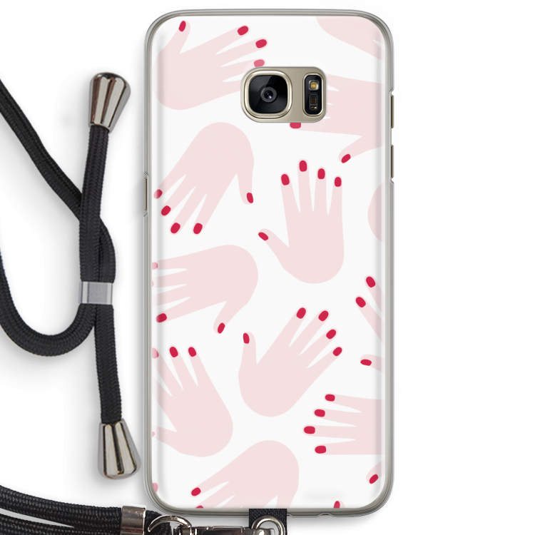 Hands pink: Samsung Galaxy S7 Edge Transparant Hoesje met koord