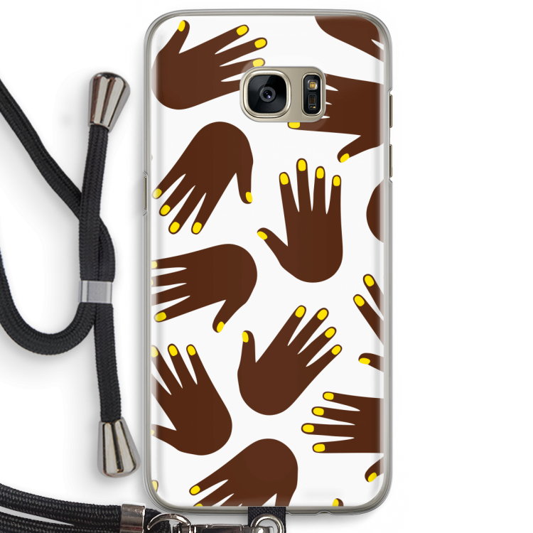 Hands dark: Samsung Galaxy S7 Edge Transparant Hoesje met koord