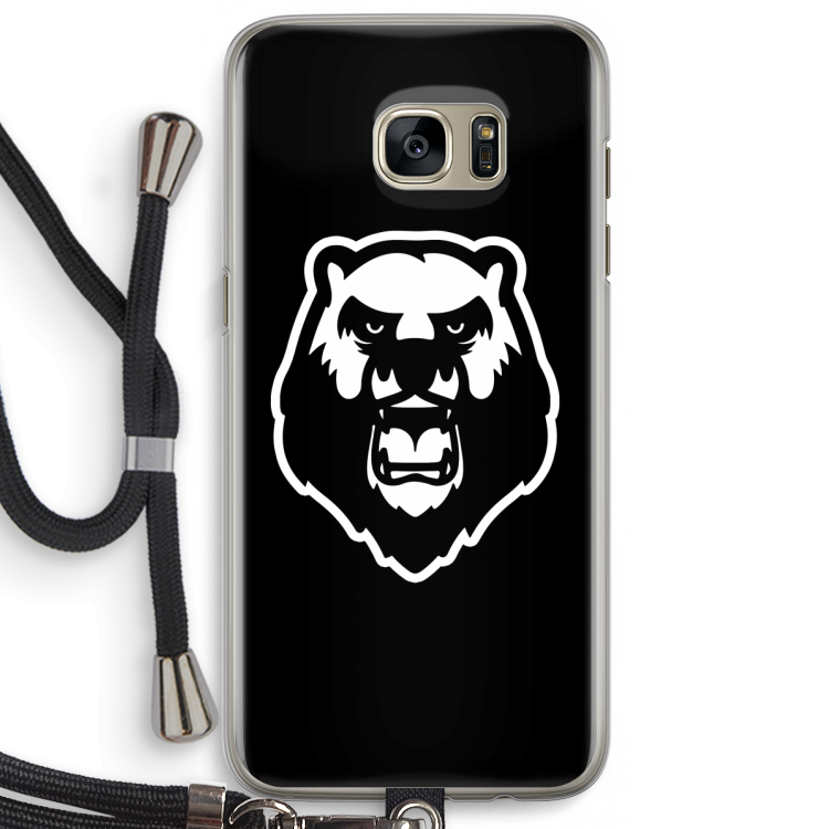 Angry Bear (black): Samsung Galaxy S7 Edge Transparant Hoesje met koord