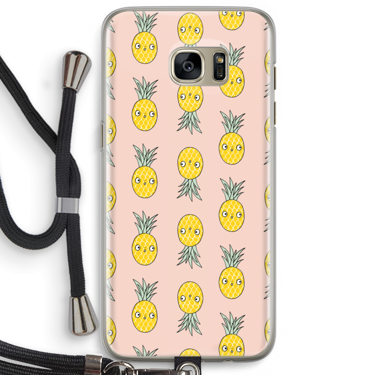 Ananas: Samsung Galaxy S7 Edge Transparant Hoesje met koord