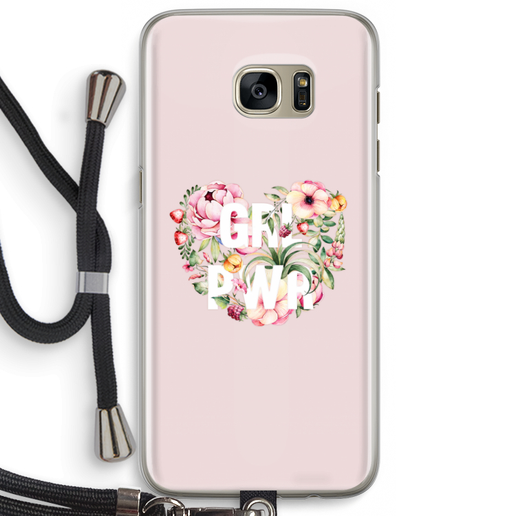GRL PWR Flower: Samsung Galaxy S7 Edge Transparant Hoesje met koord